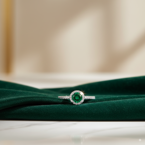 Bague de fiançailles ronde verte classique en argent 925