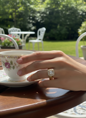 Bague halo double pavé en argent sterling plaqué or
