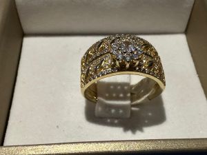 Bague grappe florale en argent sterling plaqué or